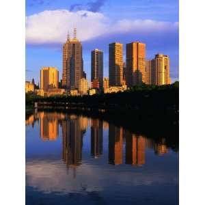 City Skyline Reflected in Yarra River, Melbourne, Australia Stretched 