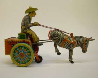 Vintage Lehmann Galop Tin Litho Toy Zebra Cowboy w/ Box  