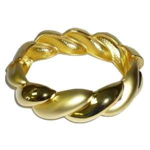 Matte & Shiny Goldplated Twists Hinged Bangle Jewelry