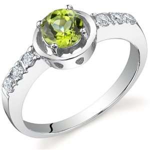 Sleek and Classy 0.50 carats Peridot Ring in Sterling Silver Rhodium 