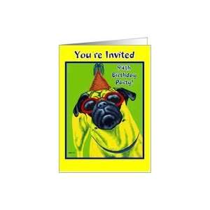   Ninety Fourth Birthday Party Invitation   Pug Dog Card Toys & Games
