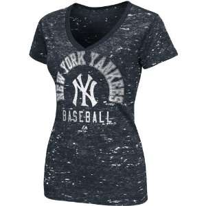 MLB Majestic New York Yankees Ladies Play Call Premium V Neck T Shirt 
