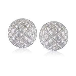  Italian Sterling Silver Quilted Dome Earrings Jewelry