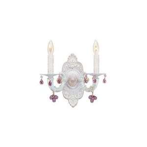 Crystorama 5200 AW Rose   2 Light Wall Sconce   Antique White Finish 
