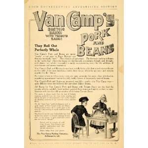 1906 Ad Pork and Boston Baked Beans Tomato Van Camps   Original Print 