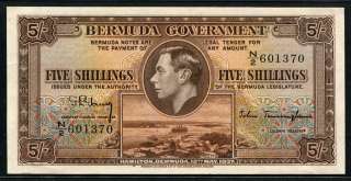 Bermuda 1937, 5 Shillings, P8b, UNC  