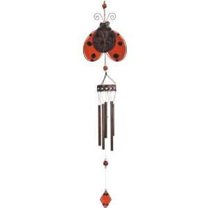 38.5 Inch Red Ladybug in Flight on Copper Gem Critter Wind Chime