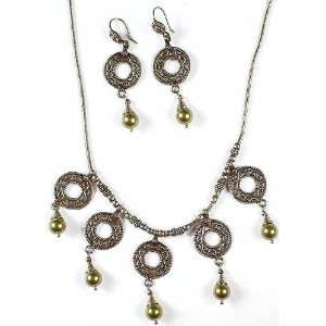 Antiquated Swarovski Necklace with Matching Earrings   Sterling Silver