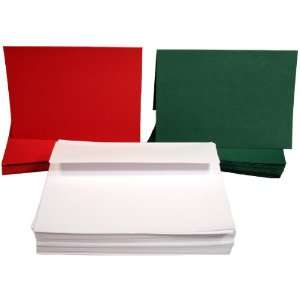   Greeting Cards 5x7 Inches A7 (25 Red, 25 Green) & 50 White Envelopes