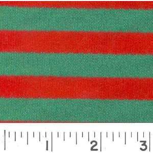  60 Wide FRENCH TERRY   RED & GREEN STRIPE Fabric By The 