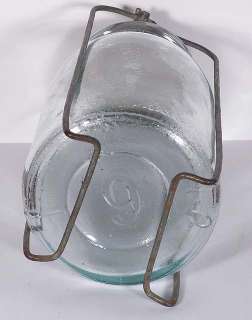 Aqua Quart HEMINGRAY Wax Sealer Base 6 Fruit Jar w/ Lifter  