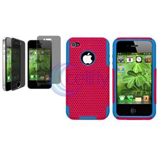 Red/Blue Hybrid Cover Case+Privacy Filter Screen Protector For iPhone 