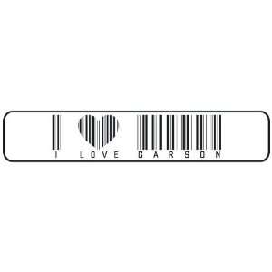   I LOVE GARSON BAR CODE  STREET SIGN