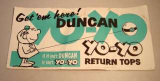 Description Vintage in store banner styles sign for Duncan Yoyos 