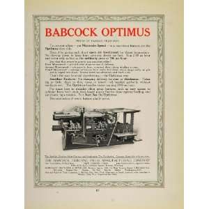  1913 Original Ad Babcock Optimus Printing Press Machine 
