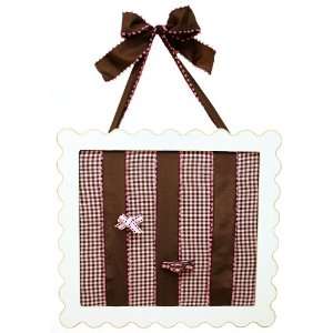    Pink and Chocolate Gingham Barrette Holder 