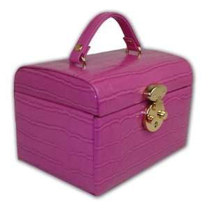  Crocodile Grained Leather Pink Jewelry Box Everything 