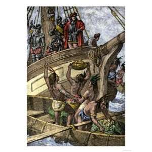Caribbean Natives Bring Provisions to the Shipwrecked Crew of Columbus 