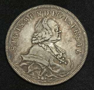 1764, Salzburg, Sigismund Count von Schrattenbach. Silver Thaler. Rare 