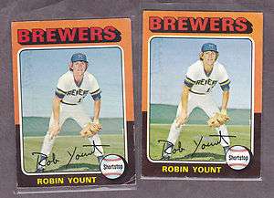 1975 Topps Robin Yount RC #223 EX+ and EX Great 2 Card Lot