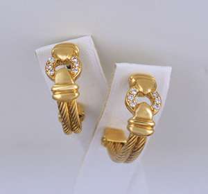 New Solid 18k Yellow Gold Circle Diamond Hoop Earrings  
