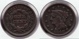 1848 US Large Cent ~ Braided Hair Coin  