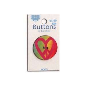  Graffiti Wood Button 1 3/8in Peace Heart (3 Pack) Pet 
