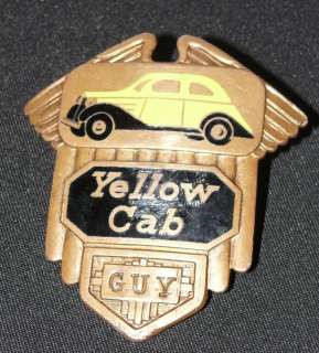 YELLOW CAB TAXI CAB HAT BADGE AUTOMOTIVE CAR WINGS 1940S  
