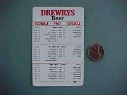1967 Drewrys Beer Detroit Lions Michigan State Michigan Univ.football 