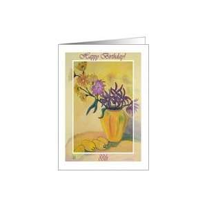  88th Birthday, Yellow Vase and Flowers Card Toys & Games