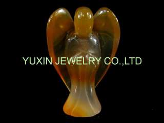 YNA191 Natural agate carved angel with wing figurine  