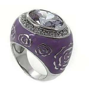  Ring with MARCASITE Stone and Purple ENAMEL QRZ16 (6 