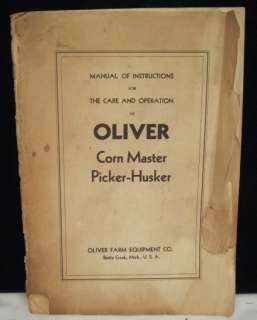OLIVER FARM CORN MASTER PICKER HUSKER~BROCHURE MANUAL  