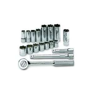  18 Piece 3/8in. Drive SAE 6 Point Complete Socket Set 