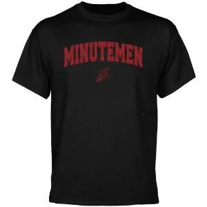 NCAA UMass Minutemen Black Logo Arch T shirt  Sports 