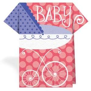  ThemeNaps Baby Carriage Stand up Napkins, Pink