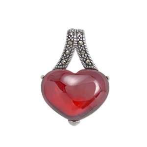  Silver Pendant Marcasite And Garnet Heart Pendant Jewelry