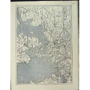  1915 WORLD WAR MAP NORTH SEA BALTIC DENMARK GERMANY