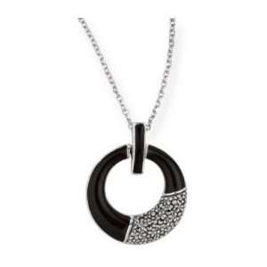   Marcasite and Sterling Silver Pendant Necklace Italy Jewelry