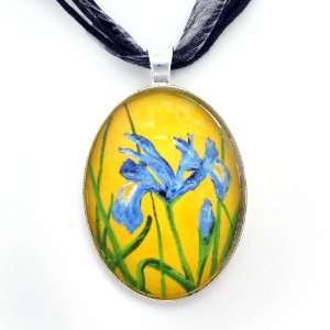  Blue Iris Handmade Fine Art Pendant Jewelry