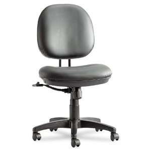 Black Leather   Sold As 1 Each   Designed to fit in tight workspaces 