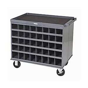 DURHAM Two Sided 80 Bin Mobile Workcenter   Gray  