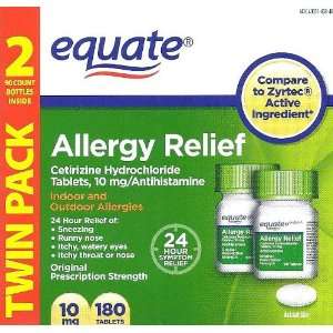  Equate Allergy Relief Cetirizine Hydrochloride Tablets 10 