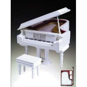 White Grand Wooden Piano Musical 18 Note Music Box Gift 