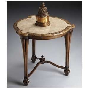  Butler Cream Fossil Stone Veneer Top Accent Table