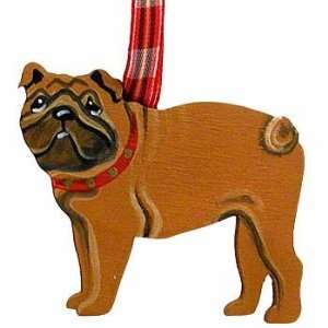  Red Bulldog Handpainted Wood Ornament