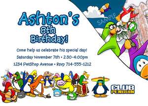 Club Penguin Invitation for Birthday Party  