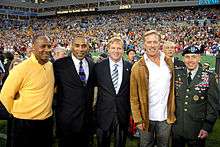 elway second from right at super bowl xliii with lynn swann roger 