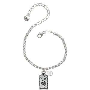 Laugh Often Silver Plated Brass Charm Bracelet with Clear Swarovski 