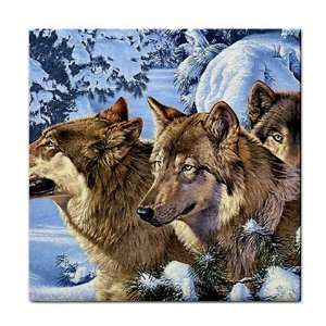 Wolf pack Ceramic Tile Coaster Great Gift Idea